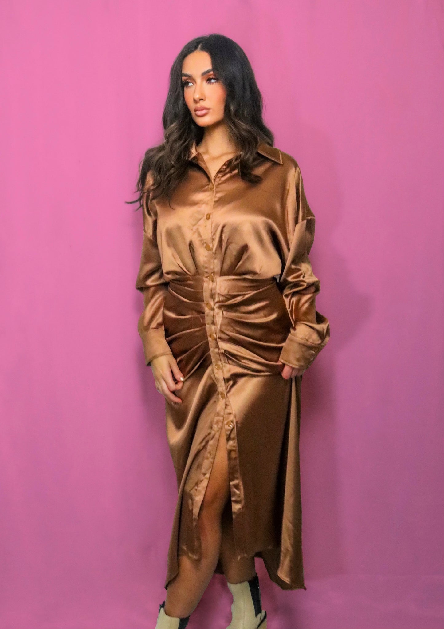 A Kardashian Thanksgiving Satin Maxi Dress